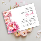 Moderne roze Peonies floral moederdag brunch Kaart