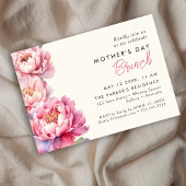Moderne roze Peonies floral moederdag brunch Kaart