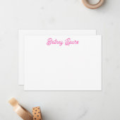 Moderne Roze Persoonlijk Monogram en Naam Notitiekaartje (Voorkant / Achterkant in situ)