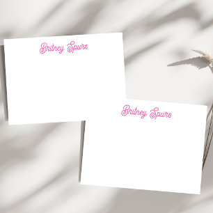 Moderne Roze Persoonlijk Monogram en Naam Notitiekaartje