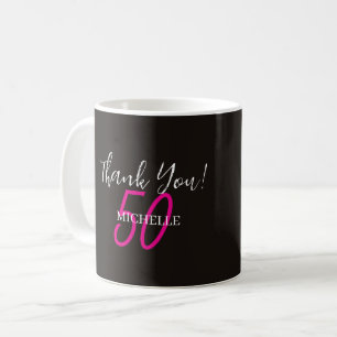 Moderne Roze Persoonlijke Dank Je Verjaardag Koffiemok