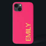 Moderne roze persoonlijke iPhone-draagtas Case-Mate iPhone Case<br><div class="desc">Moderne,  roze,  persoonlijk aangepast iPhone 13 Hoesje. Aangepaste iPhone-draagtas met naam.</div>