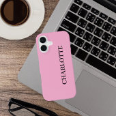 Moderne Roze Persoonlijke Script Naam iPhone 16 Hoesje