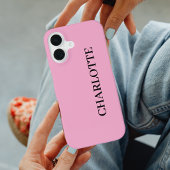 Moderne Roze Persoonlijke Script Naam iPhone 16 Hoesje
