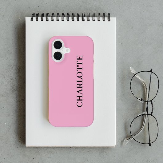 Moderne Roze Persoonlijke Script Naam iPhone 16 Hoesje