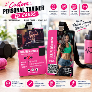 Moderne Roze Persoonlijke Trainer Fitness Foto Aan Visitekaartje
