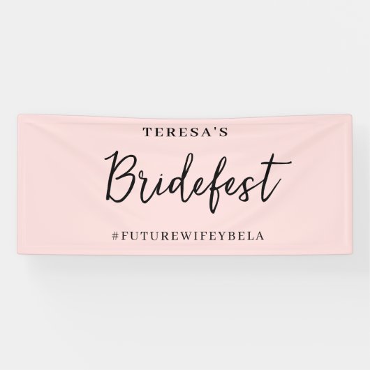 Moderne Roze Perzik Bachelorette Design Spandoek (Horizontaal)