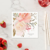 Moderne roze perzik bloemige bruiloft servetten (Insitu)