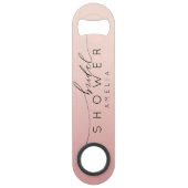 Moderne Roze & Perzik Ombre Bruidsdouche Speed Flessenopener (Achterkant)