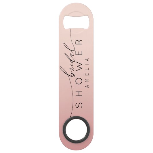 Moderne Roze & Perzik Ombre Bruidsdouche Speed Flessenopener (Voorkant)