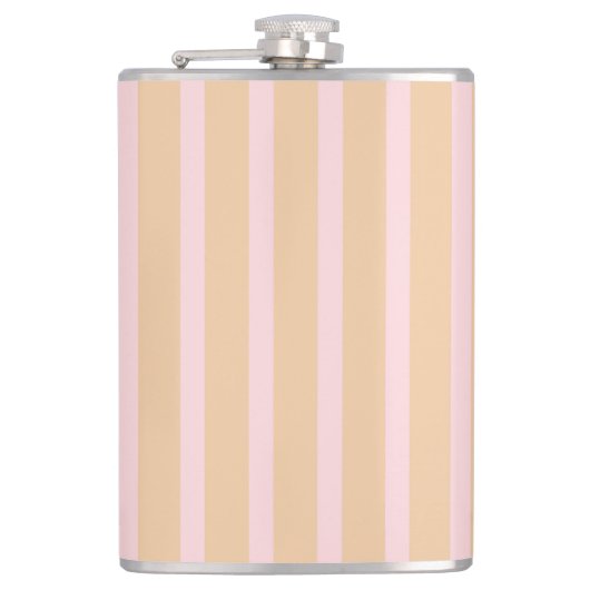 Moderne Roze Perzik Taffy Gestreept Heupfles (Voorkant)