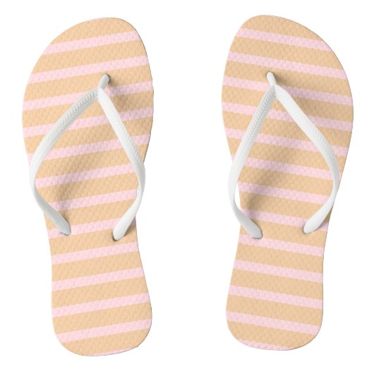 Moderne Roze Perzik Taffy Gestreept Teenslippers (Voetbed)