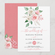 Moderne Roze Perzik Witte Waterverf Bloemige Bruil
