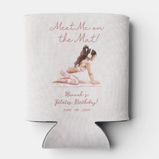 Moderne Roze Pilates Prinses Verjaardagsfeest Blikjeskoeler (Achterkant)