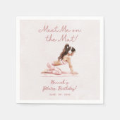 Moderne Roze Pilates Prinses Verjaardagsfeest Servet (Voorkant)