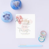 Moderne Roze Pioen Bloemen Bruiloftsinvitaties Flyer (Enkel)