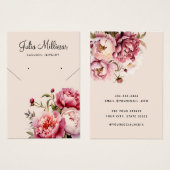 Moderne roze pioen ketting oorbel display kaart (Voorkant /achterkant)