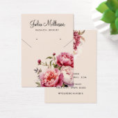 Moderne roze pioen ketting oorbel display kaart (Bureau)