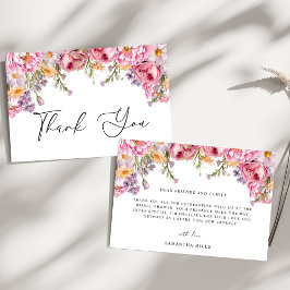 Moderne Roze Pioen Rozen Bruidsdouche Bedankkaart