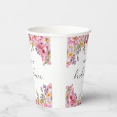 Moderne Roze Pioen Rozen Bruidsdouche Papieren Bekers (Rechts)