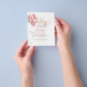 Moderne Roze Pioen Rozen Uitnodiging voor Trouwfee Flyer (Hand)