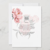 Moderne Roze Pioen Uitnodiging voor Trouwfeest met (Achterkant)