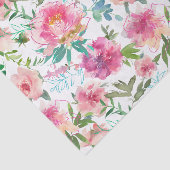 Moderne Roze Pioen Waterverf Bloemendecoupage Tissuepapier (Detail)