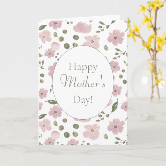 Moderne roze pioenen Happy Moederdag! Kaart (Gele Bloem)