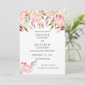 Moderne Roze Pioenen Wildbloemen Groen Bruiloft | Kaart (Staand voorkant)