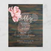 Moderne Roze Pioenroos Bloemen Bruiloft Uitnodigin (Voorkant)