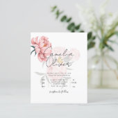Moderne Roze Pioenroos Bloemen Bruiloftsinvatie (Staand voorkant)