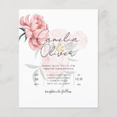 Moderne Roze Pioenroos Bloemen Bruiloftsinvatie (Voorkant)