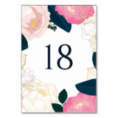 Moderne Roze Pioenrozen Goud Folie Navyblauw Trouw Kaart (Voorkant)