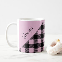Moderne Roze Plaid Controleer Patroonnaam Koffiemok