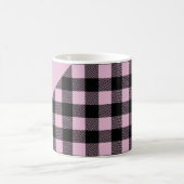 Moderne Roze Plaid Controleer Patroonnaam Koffiemok (Center)