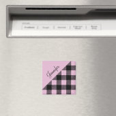 Moderne Roze Plaid Geruite Patroonnaam Magneet (Insitu (Vaatwasser))