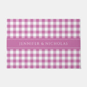 Moderne Roze Plaid Gingham naam Deurmat (Voorkant)