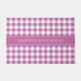 Moderne Roze Plaid Gingham naam Deurmat