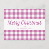 Moderne Roze Plaid Script Kerstmis Briefkaart (Voorkant)
