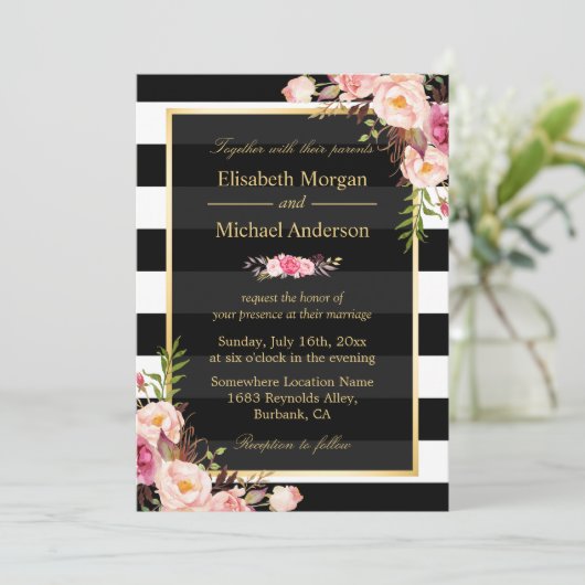 Moderne  roze plechtige bruiloft kaart (Staand voorkant)