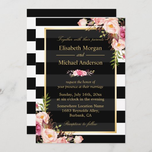 Moderne  roze plechtige bruiloft kaart (Voorkant / Achterkant)