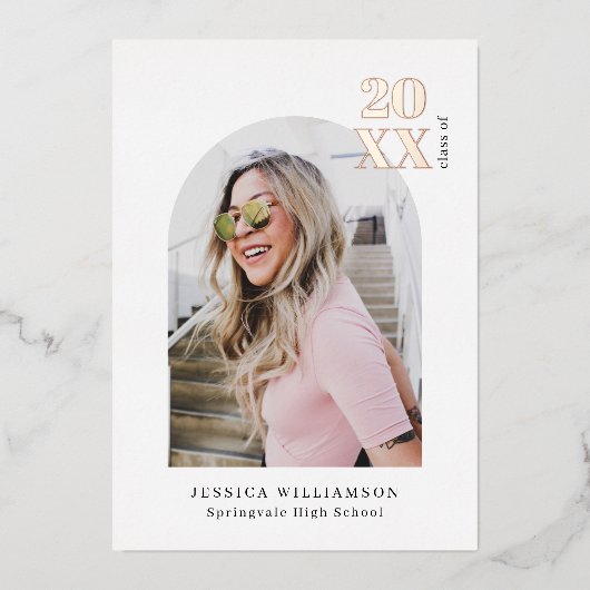 Moderne roze pleister Afstudeerder Echte Roos Gold Folie Uitnodiging (Voorkant)