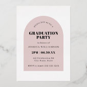 Moderne roze pleister Afstudeerder Echte Roos Gold Folie Uitnodiging (Achterkant)