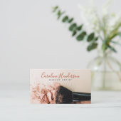 Moderne Roze Poeder & Borstel Make-up Artiest Visitekaartje (Staand voorkant)