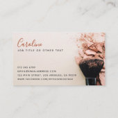 Moderne Roze Poeder & Borstel Make-up Artiest Visitekaartje (Achterkant)