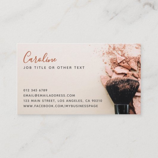 Moderne Roze Poeder & Borstel Make-up Artiest Visitekaartje (Achterkant)