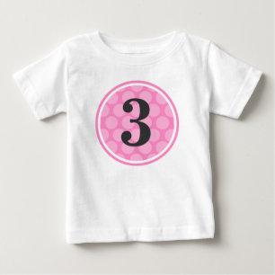 Moderne Roze Polka Dot Derde Verjaardag Meisje Num