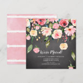 Moderne roze ponden Floral Moving Announge Kaart (Voorkant / Achterkant)