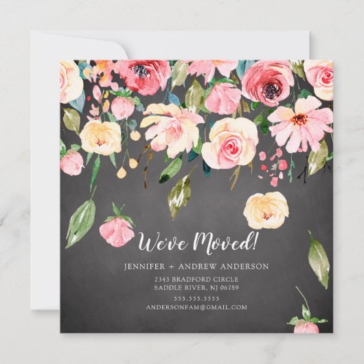 Moderne roze ponden Floral Moving Announge Kaart (Voorkant)