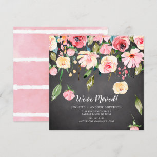 Moderne roze ponden Floral Moving Announge Kaart
